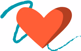 Corazón con un trazo dinámico de fondo